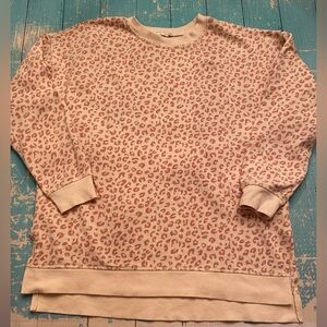 Pink Rose Blush Leopard Print Sweatshirt